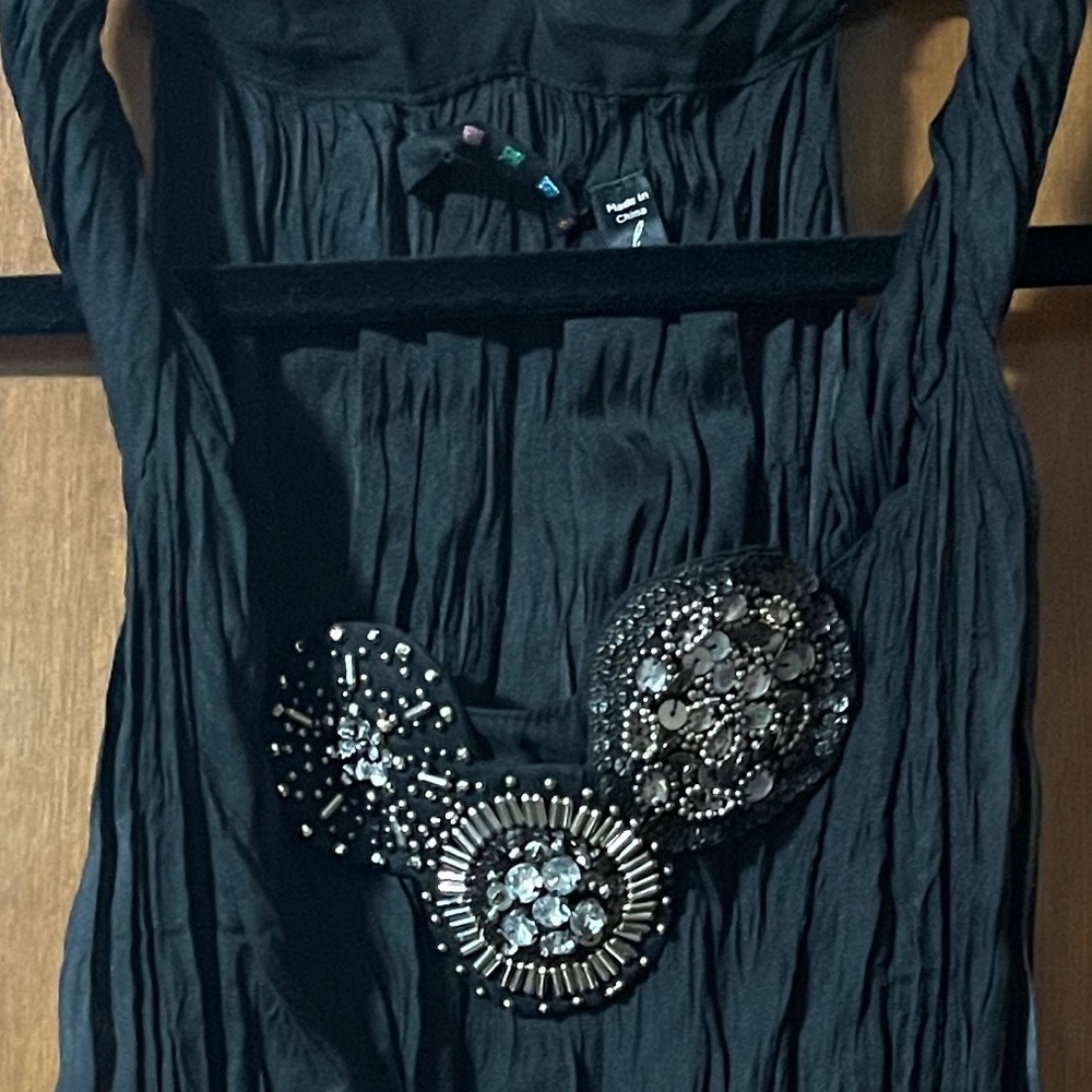 Black Halter with Silver Sequin detail and Bohemian vibes - size L